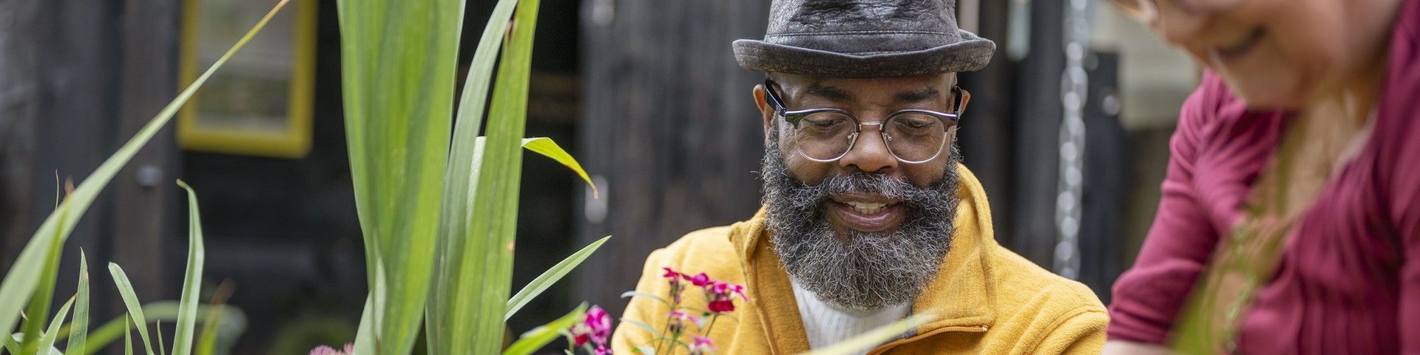 Man with flowers